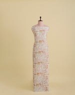 Dupion Silk Jaal Buta Printed Fabric with Sequins & Kasab Embroidery – Ivory