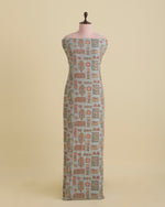 Light Grey Dupion Silk Fabric with Sequins & Kasab Embroidery