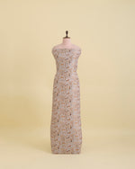 Misty Lilac Grey Dupion Jacquard Figure Printed Zari Woven