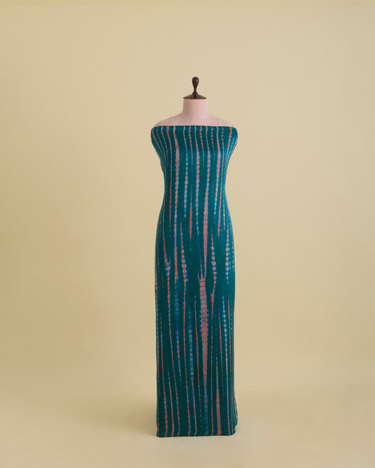 Dupion Satin Tie-Dye Printed Fabric – Peacock Green/Red