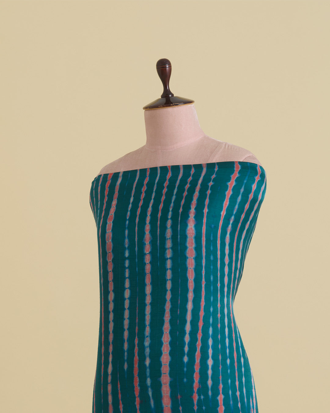 Dupion Satin Tie-Dye Printed Fabric – Peacock Green/Red