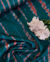 Dupion Satin Tie-Dye Printed Fabric – Peacock Green/Red