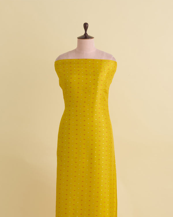 Yellow Dola Silk Self Woven Resham Minakari Barfi Buti Dupatta