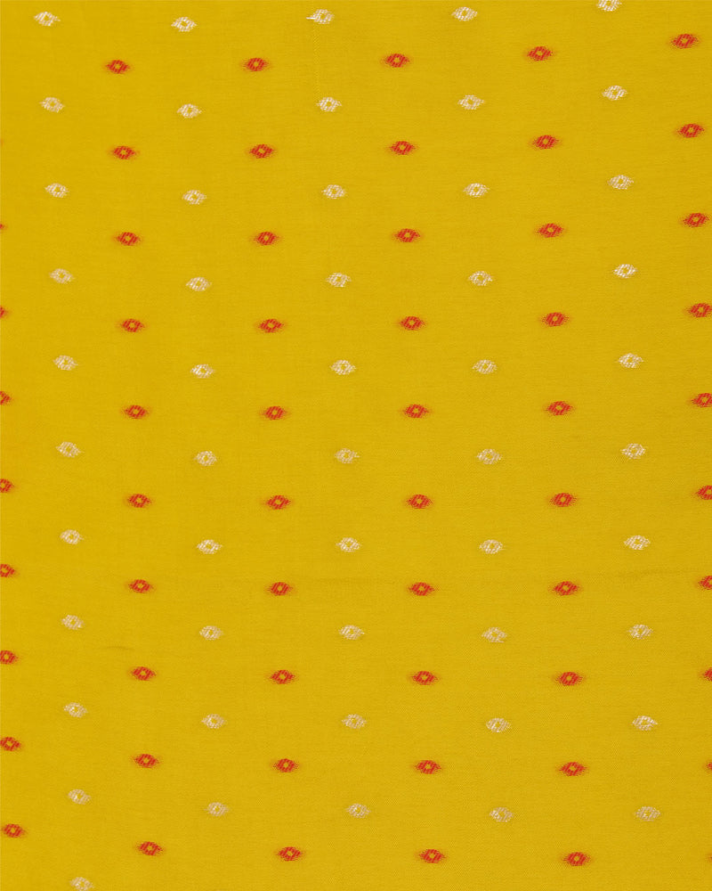Yellow Dola Silk Self Woven Resham Minakari Barfi Buti Dupatta