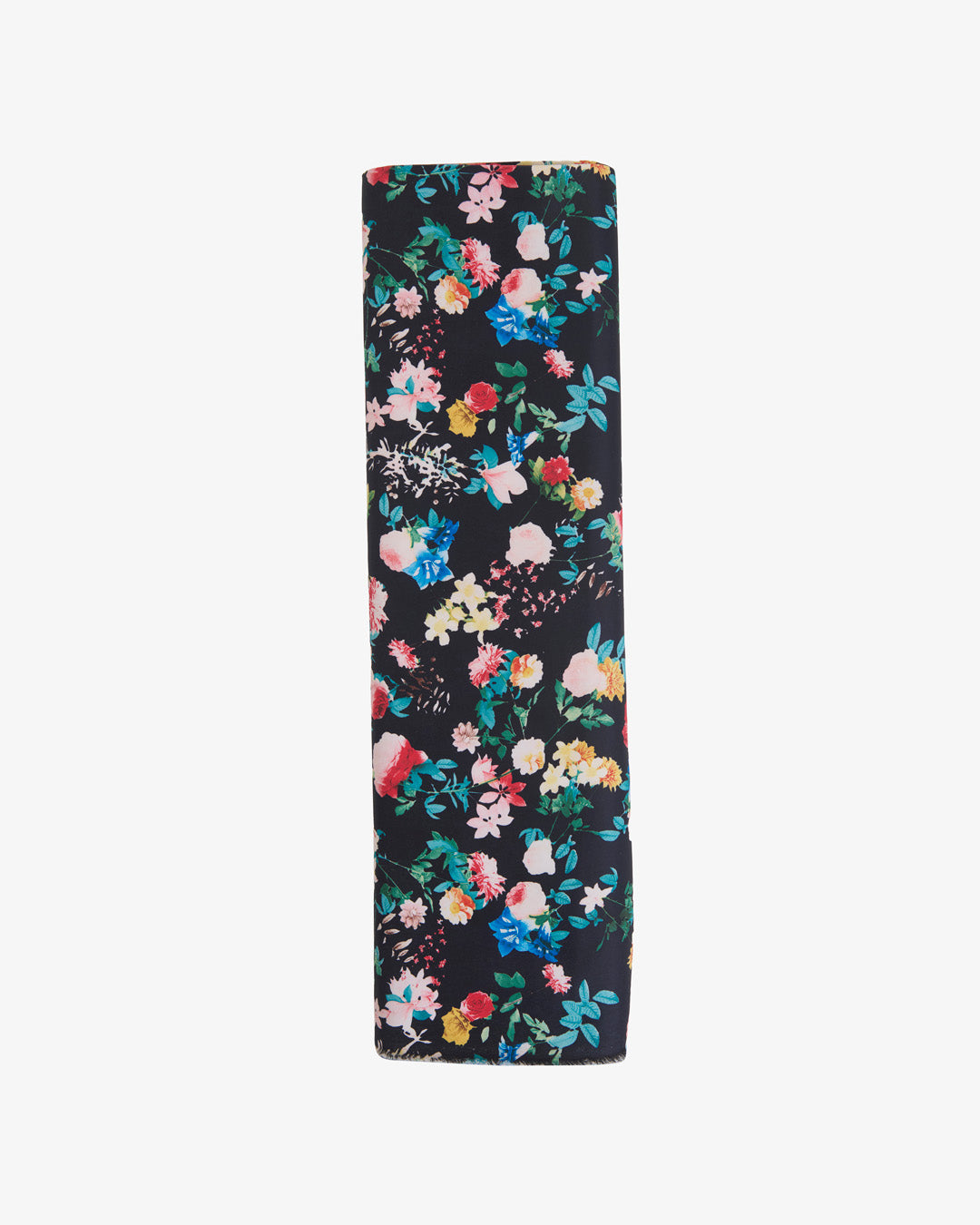Dutch Satin Floral Printed Fabric – Black
