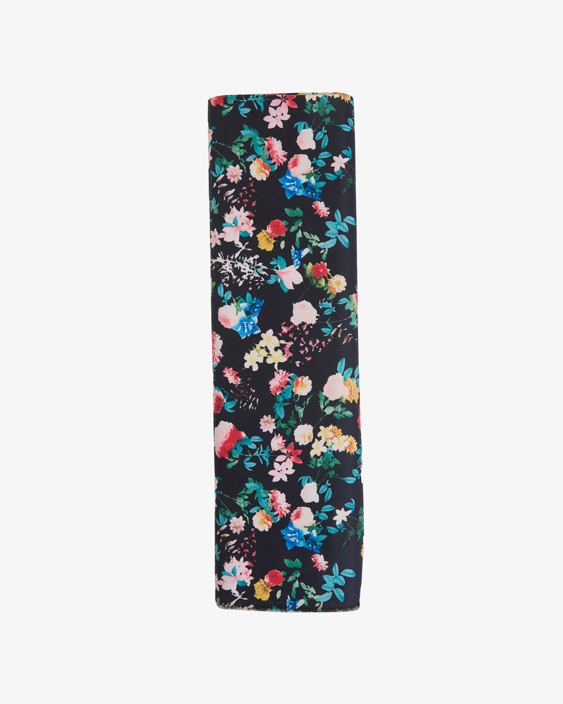 Dutch Satin Floral Printed Fabric – Black