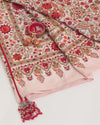 Light Peach Dupion Pure Kashmiri Hand Work Dupatta