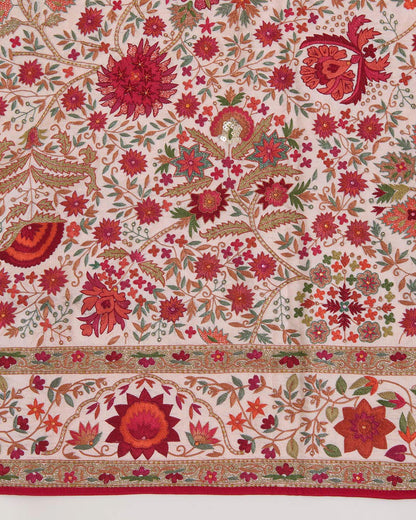 Light Peach Dupion Pure Kashmiri Hand Work Dupatta
