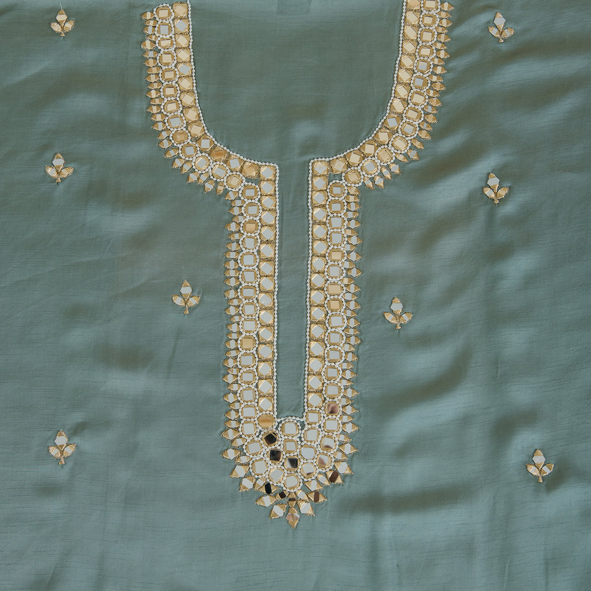 Grey Dupion Satin Embroidered Kurta