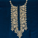 Navy Blue Dupion Satin Kasab Kurta Fabric