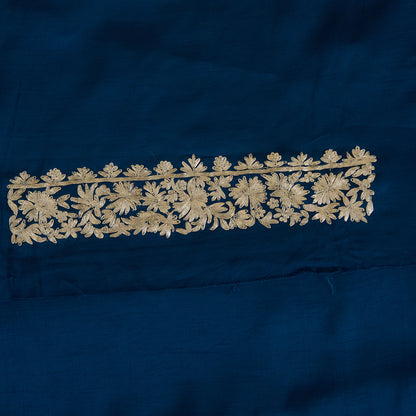 Navy Blue Dupion Satin Kasab Kurta Fabric