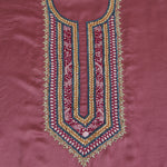Onion Pink Dupion Satin Resham Mirror Embroidered Kurta Fabric