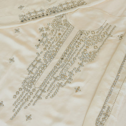 Offwhite Dupion Satin Zari Mirror Kurta