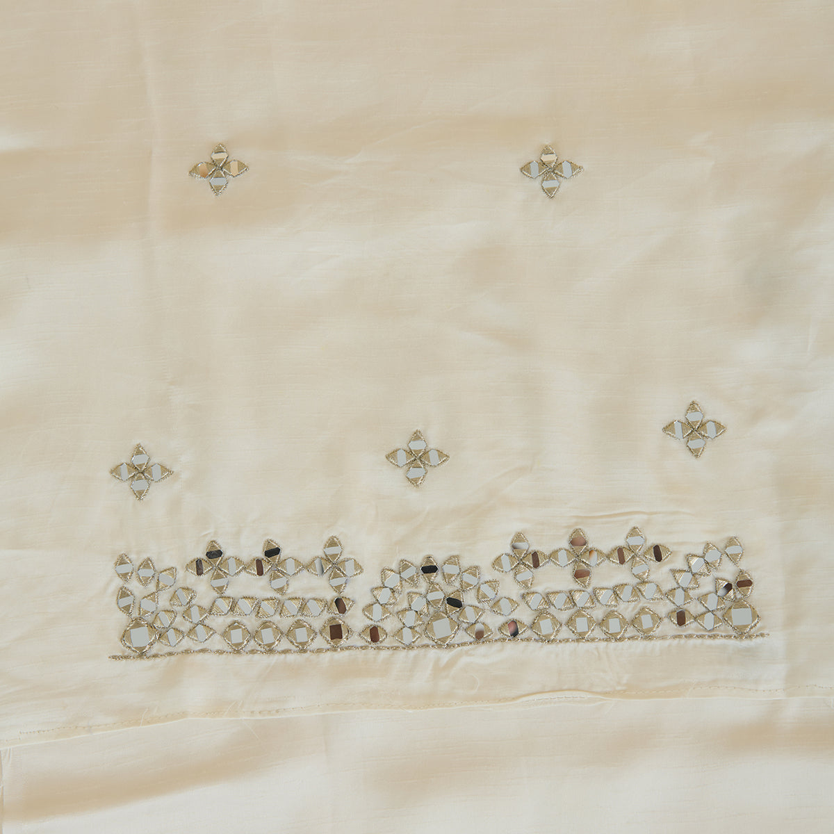 Offwhite Dupion Satin Zari Mirror Kurta