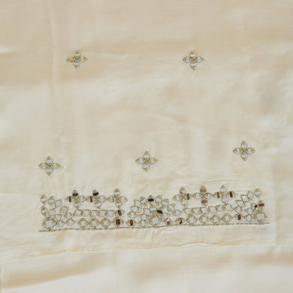 Offwhite Dupion Satin Zari Mirror Kurta