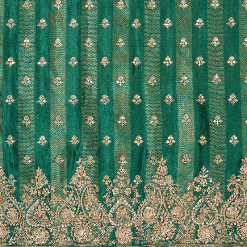 Bottle Green Chiniya Silk Embroidered Kurta Set with Dupatta