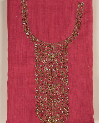 Dusty Pink Kora Chanderi Suit with Zardozi Embroidery