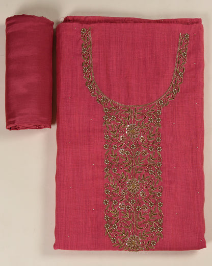 Dusty Pink Kora Chanderi Suit with Zardozi Embroidery