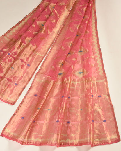 Dusty Pink Kora Chanderi Suit with Zardozi Embroidery