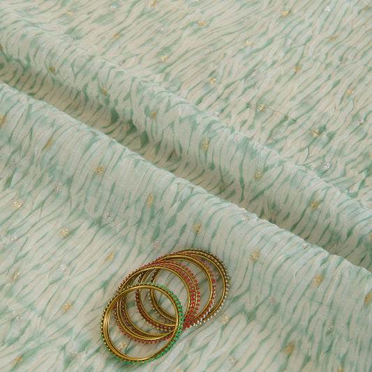 Dusty Green Chanderi Shibori Buti Fabric