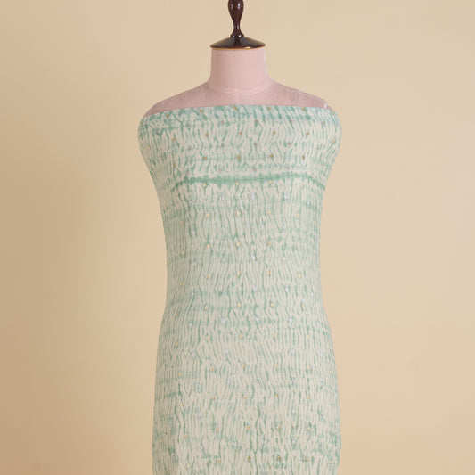 Dusty Green Chanderi Shibori Buti Fabric
