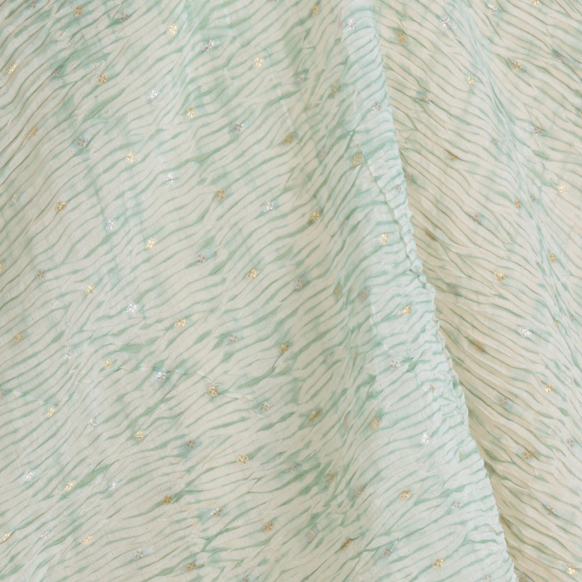 Dusty Green Chanderi Shibori Buti Fabric