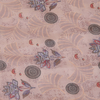 Dusty Peach Fine Chanderi Abstract Print Fabric