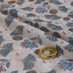 Light Grey Fine Chanderi Abstract Print Fabric