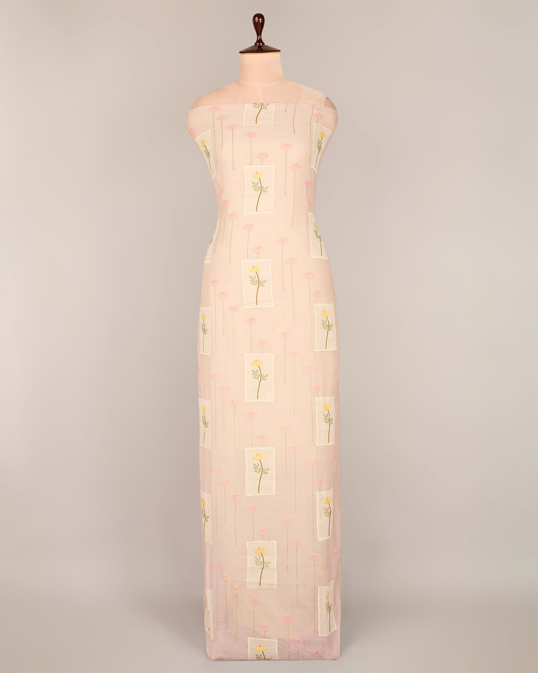 Lilac Fine Chanderi Applique Work Buta Fabric