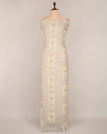 Light Blue Fine Chanderi Applique Work Buta Fabric