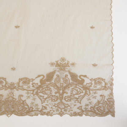 Natural Fine Chanderi Kasab Gota Embroidery Buti Pallu Dupatta Fabric