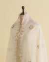 Natural Fine Chanderi Lechi Gota Embroidery Buta Scalap Dupatta
