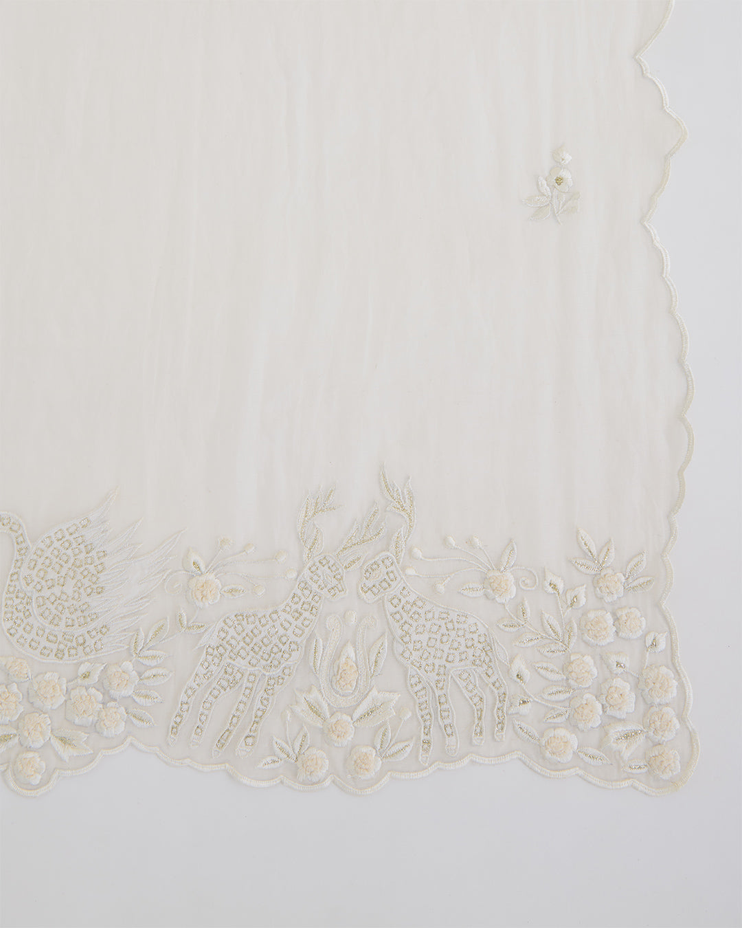 Natural Fine Chanderi Fabric with Resham Motifs and Tissue Appliqué Dupatta