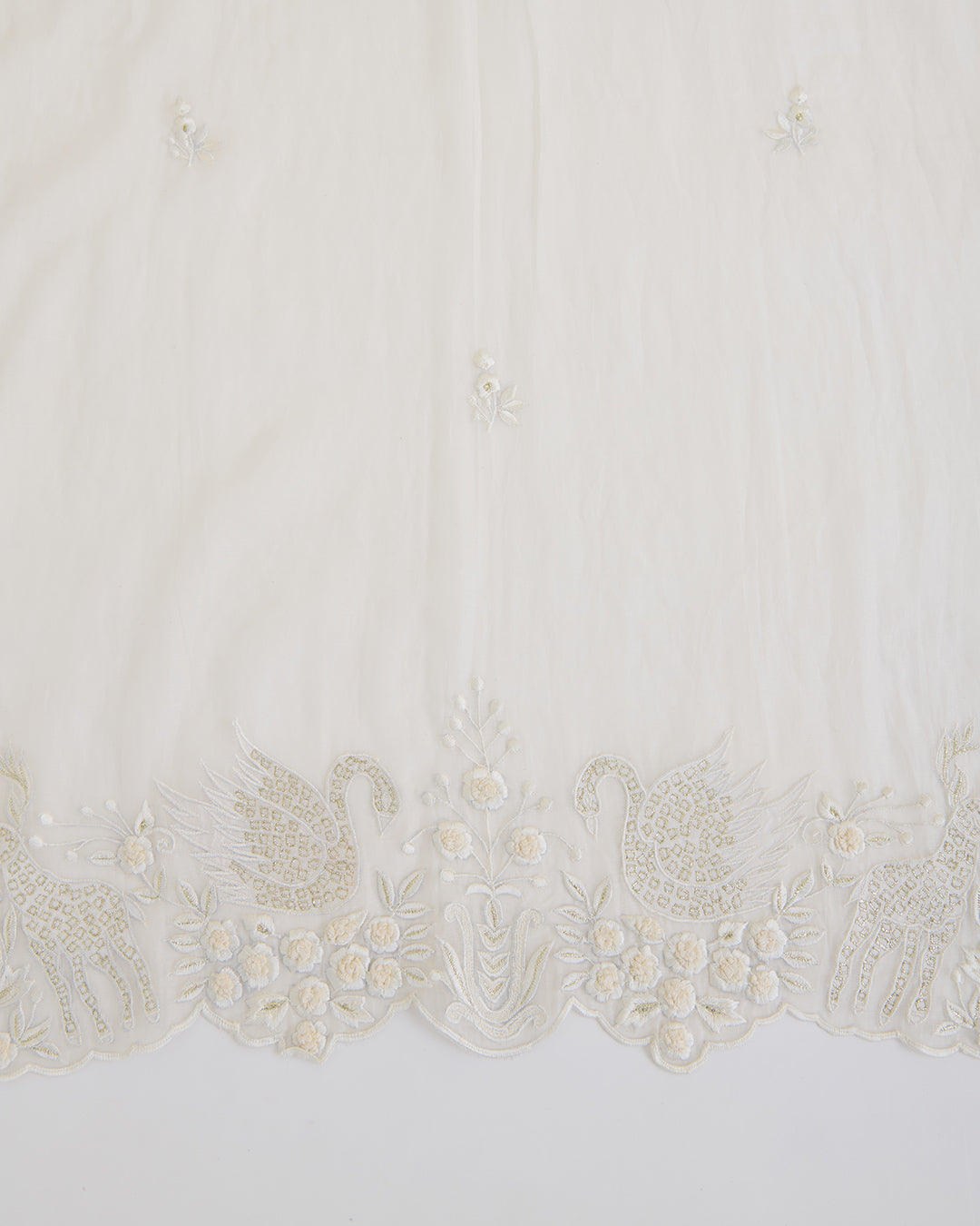 Natural Fine Chanderi Fabric with Resham Motifs and Tissue Appliqué Dupatta