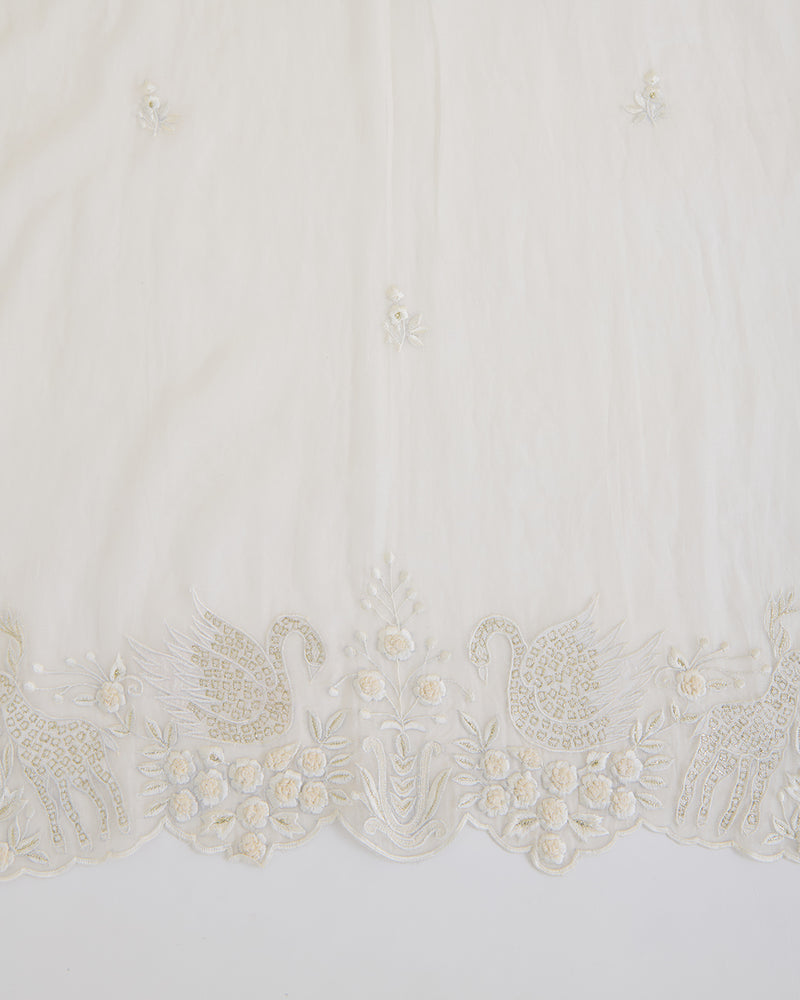 Natural Fine Chanderi Fabric with Resham Motifs and Tissue Appliqué Dupatta