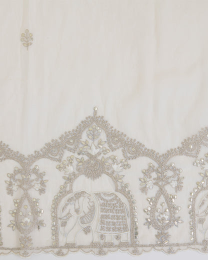 Natural Fine Chanderi Dupatta with Applique & Gold Gota Patti
