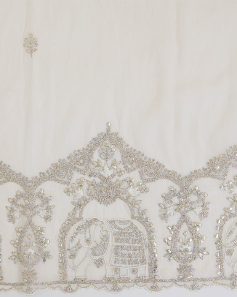 Natural Fine Chanderi Dupatta with Applique & Gold Gota Patti