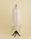 Natural Fine Chanderi Tissue Dupatta with Resham Motifs & Applique
