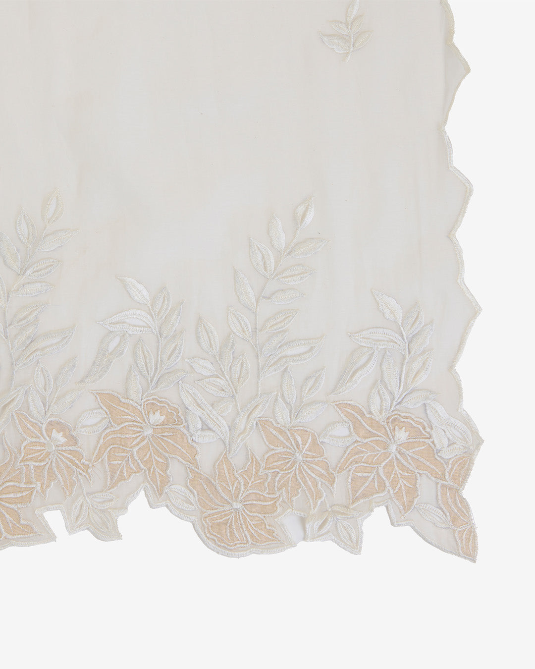 Natural Fine Chanderi Tissue Dupatta with Resham Motifs & Applique