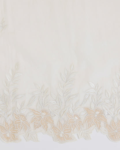 Natural Fine Chanderi Tissue Dupatta with Resham Motifs & Applique