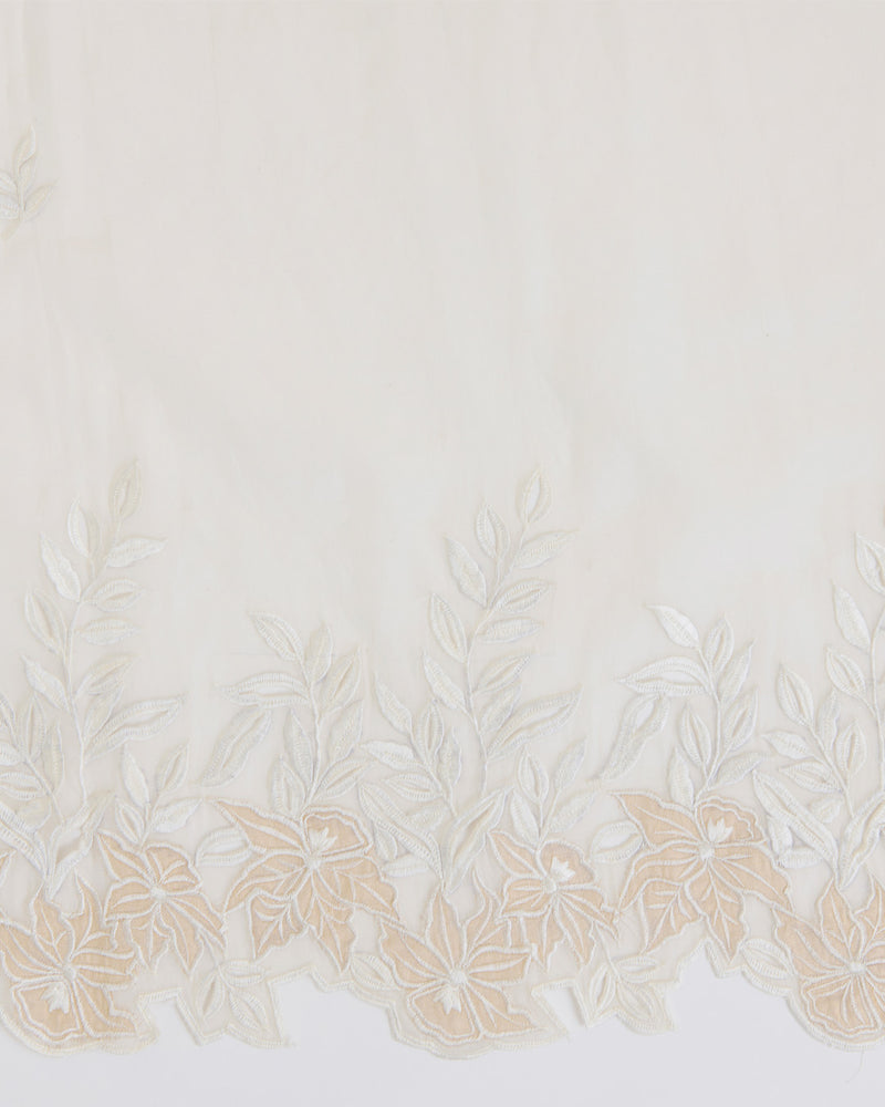 Natural Fine Chanderi Tissue Dupatta with Resham Motifs & Applique