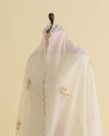 Natural Fine Chanderi Lechi Gota Embroidery Buta Border Dupatta