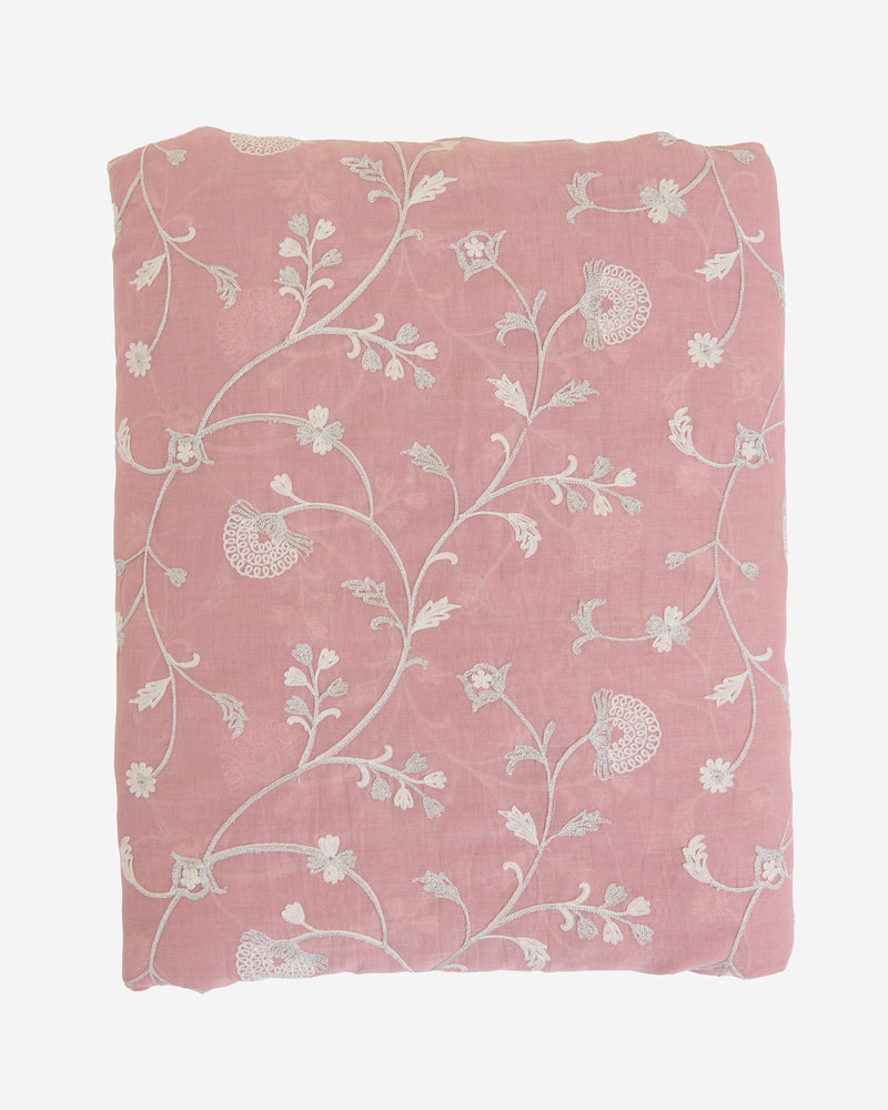 Onion Pink Fine Chanderi Aari & Zari With Resham Jaal Embroidery Fabric