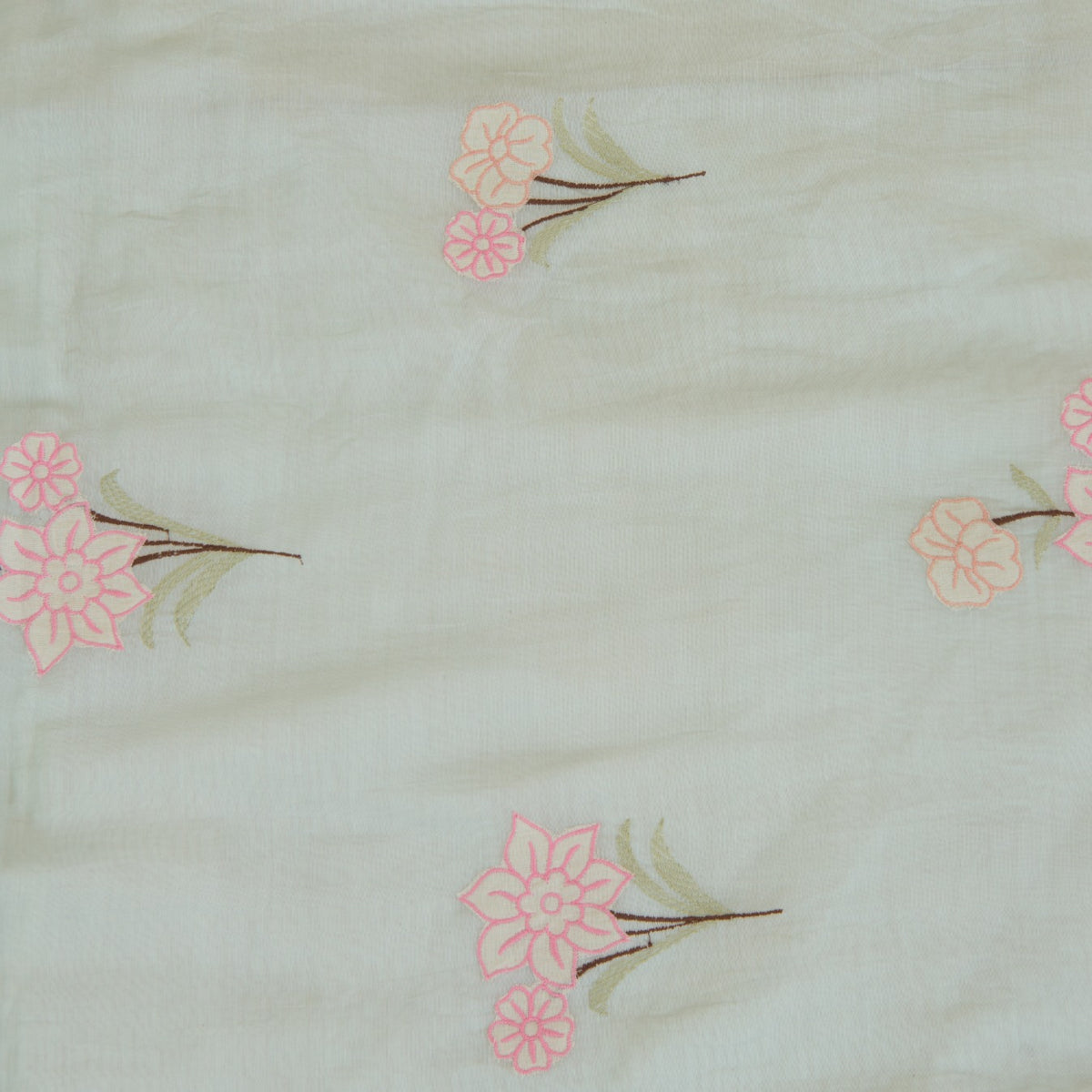 Powder Blue Fine Chanderi Thread Appliqué Work Buta Fabric