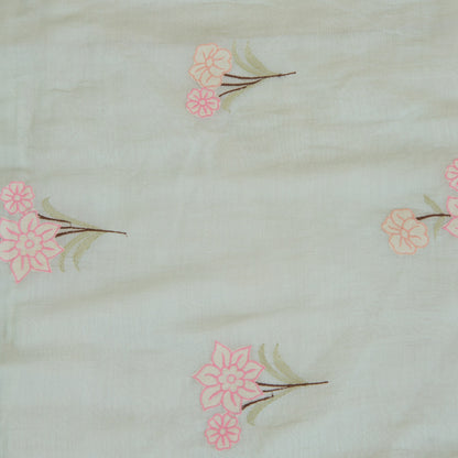 Powder Blue Fine Chanderi Thread Appliqué Work Buta Fabric