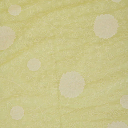 Pista Green Fine Chanderi Thread Applique Jaal Embroidery Fabric