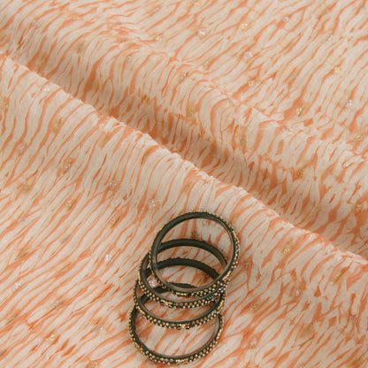 Peach Fine Chanderi Shibori Buti Fabric