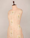 Peach Fine Chanderi Applique Work Buta Fabric