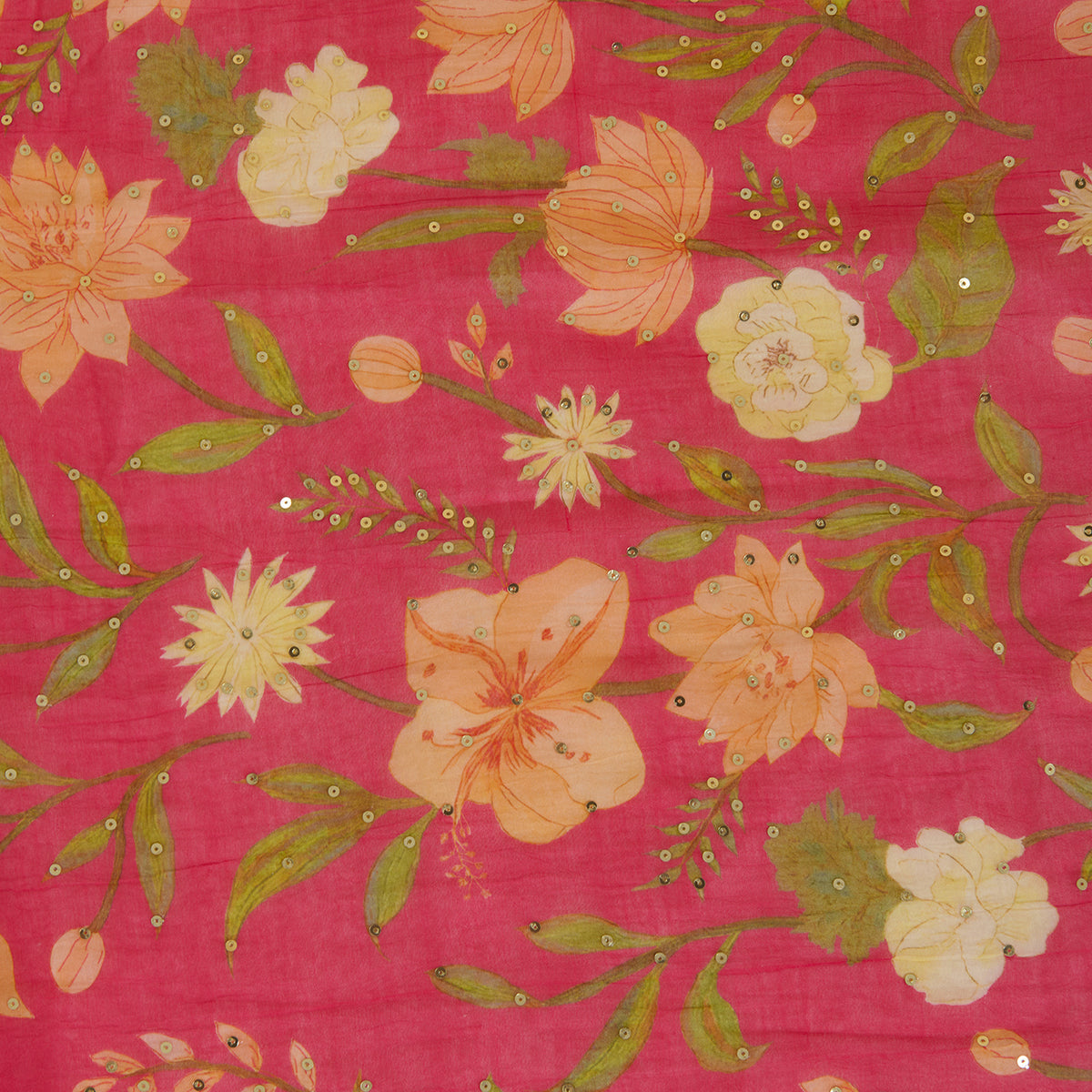 Pink Fine Chanderi Digital Printed Fabric
