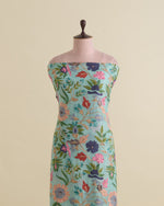 Sea Green Fine Chanderi Kashmiri Jaal Embroidery Fabric